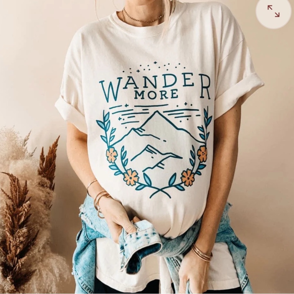 Comfort Colors Cream Short Sleeve Tee with Mountain Graphic